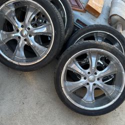 24” Chrome Rims And Tires