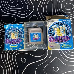 Japanese Game Boy Pocket Monsters Pokemon Blue Boxed Japan GameBoy GB game. 