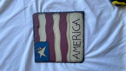 Painted Slate America Flag Wall Plaque