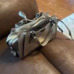 Shiny Silver Coach Mini Bag 