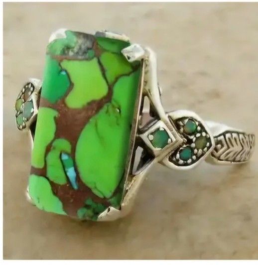 GREEN COPPER TURQUOISE NEW SIZE 8 TRENDSETTER POLISHED RING