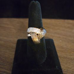 Textured Knot W/ Austrian Crystals Ring 