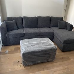 Dark Grey Sectional With Free Ottoman ‼️all Sectionals Are New Packed In Factory Plastic ‼️