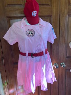 A League of Their Own Halloween Costume Women's size L nwt pink softball uniform dress