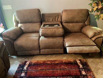 Brown dual reclining sofa manual