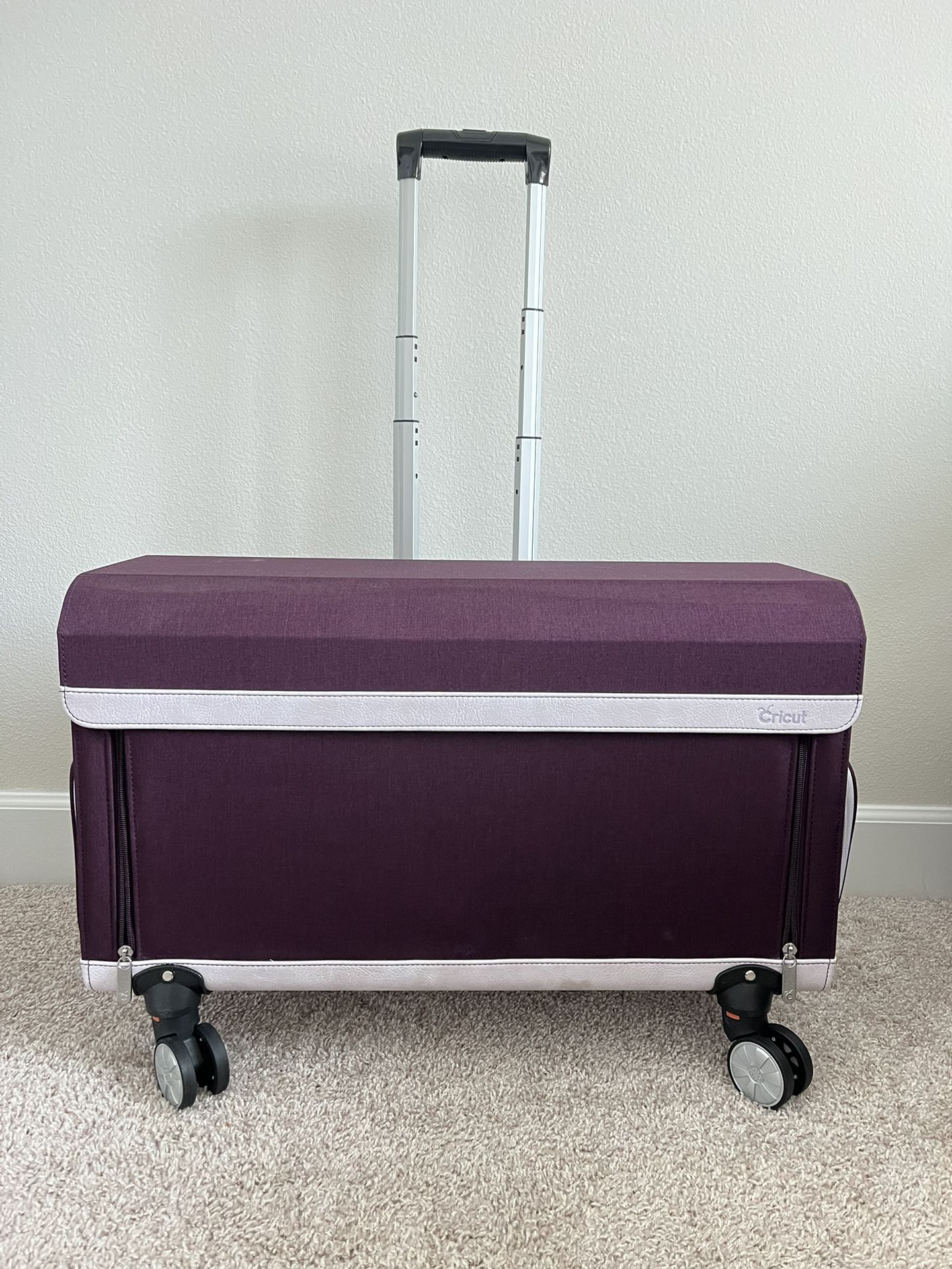 Purple Cricut Rolling Craft Tote