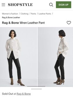 Rag & Bone Lambskin Leather Pants (size 29)