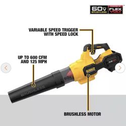 DEWALT FLEXVOLT 60V MAX 125 MPH 600 CFM Brushless Cordless Battery Powered Blower Tool Only