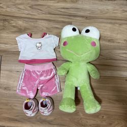Build a Bear Keroppi Sanrio 2010 Plush with Hello Kitty Outfit and Shoes
