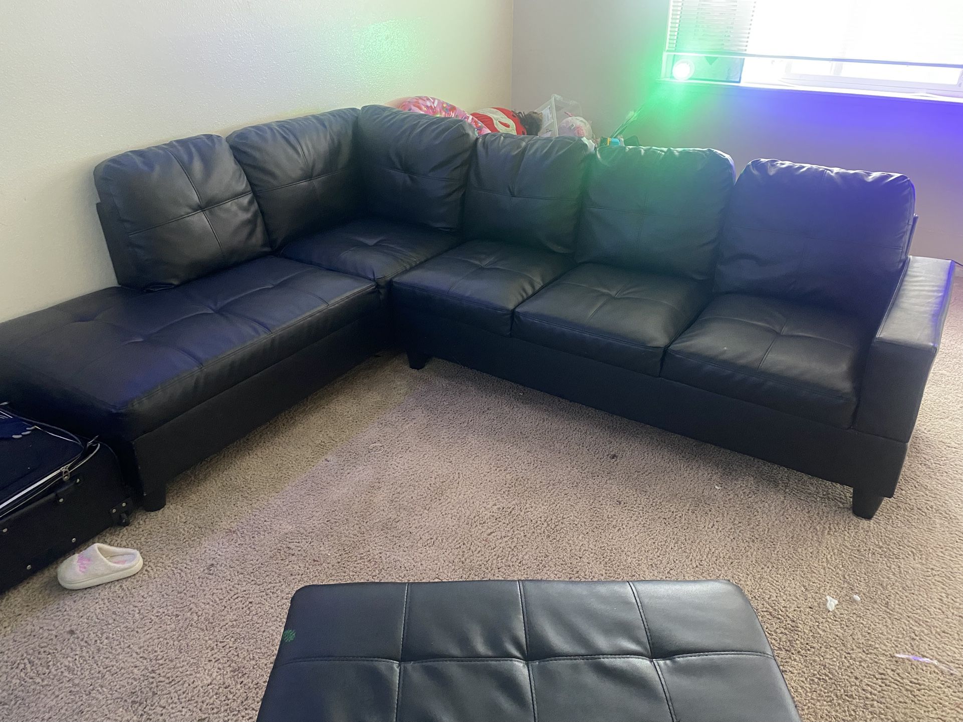 Black Leather Sectional Couch