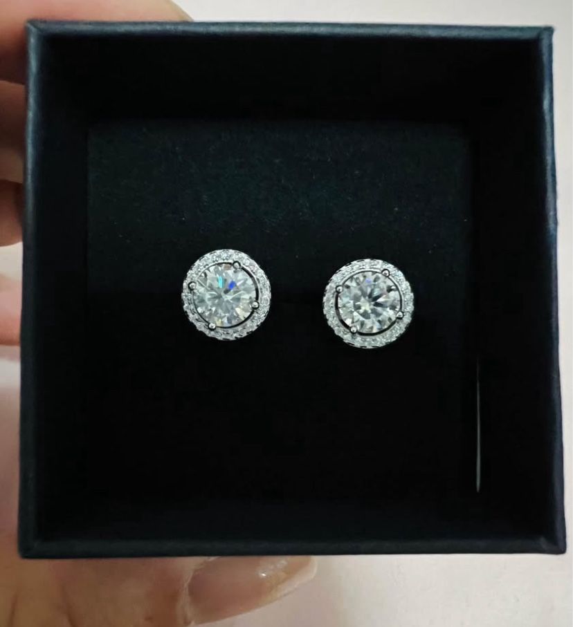 1 carat moissainite earring sterling silver 925
