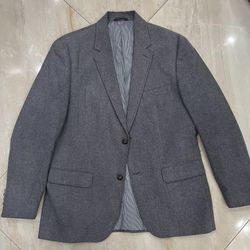Tasso Elba Men’s Sport Coat Blazer - Gray Textured Cotton Blend, Size Large (42-44)