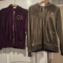 Calvin Klein Velour Zipup Sweatshirts XS and Small
