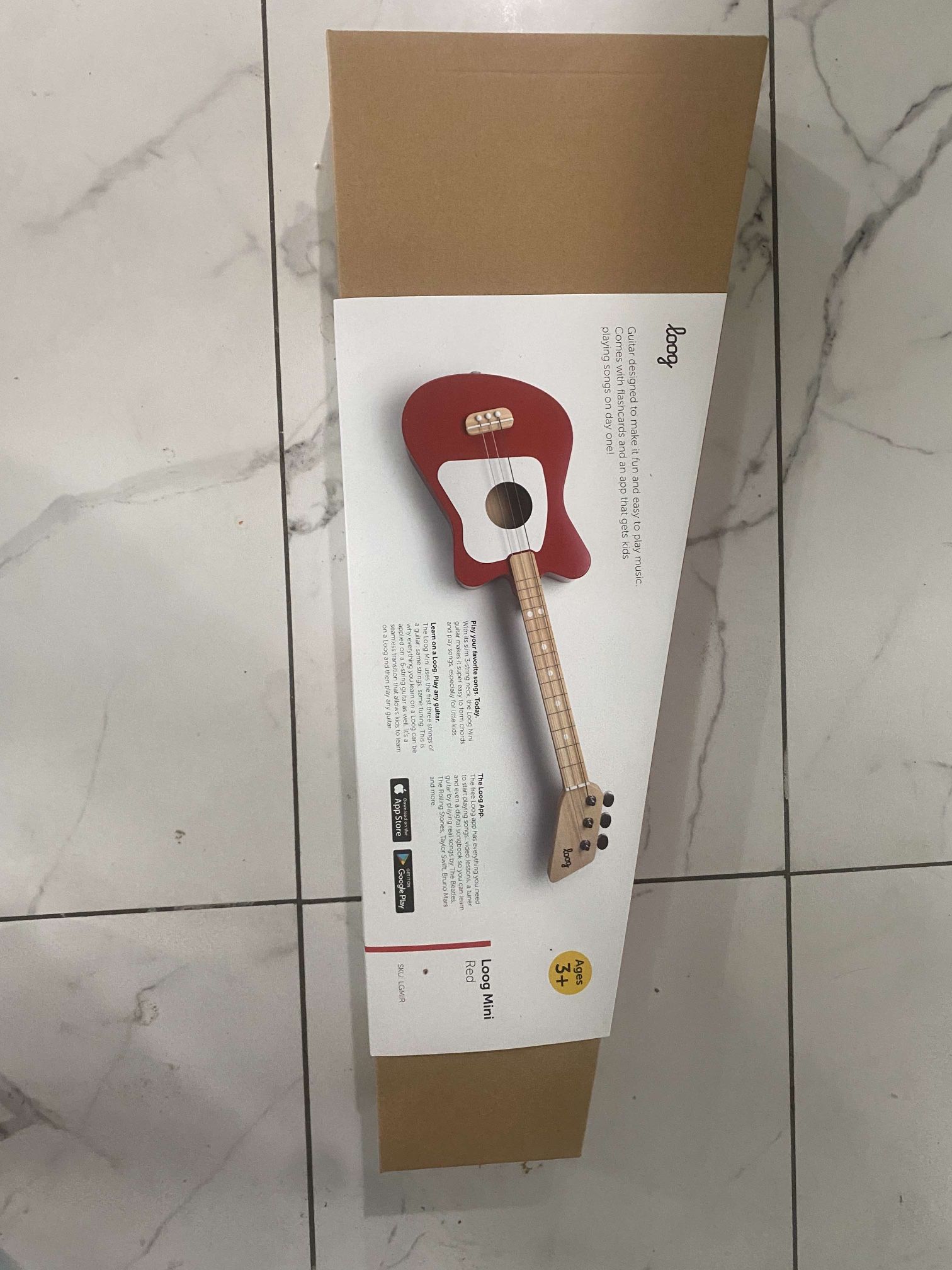 Loog Mini Acoustic 3 String Red Guitar