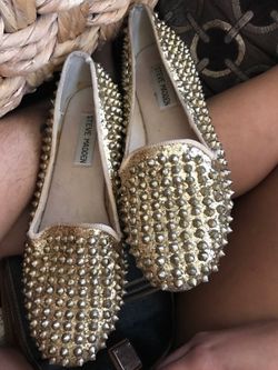 Steve Madden gold spike loafer