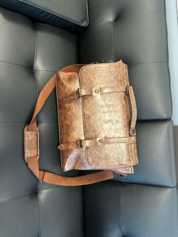 Brown Faux Leather Messenger Bag
