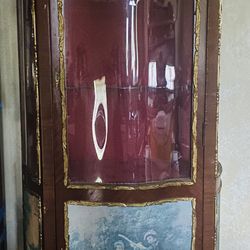 French Louis XV Style Curio Serpentine Ormolu Display Cabinet
