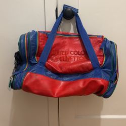 Vintage United Colors Of Benetton Athletic Leather Gym Duffel Bag 