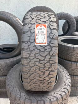 275-65-18LT BF Goodrich K02 A/T Full Used Tire Set $280 Free Mounting and Balancing