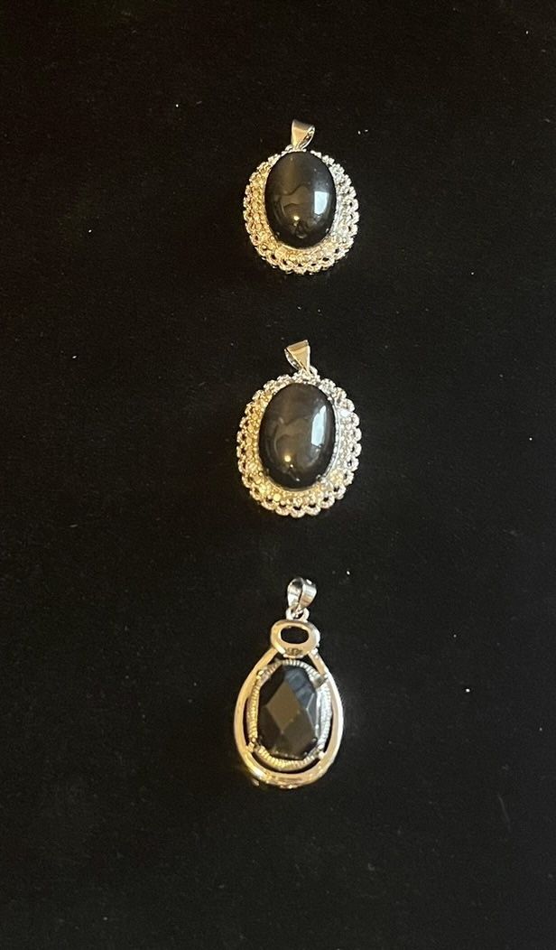 3 Gorgeous Black Agate Necklaces.