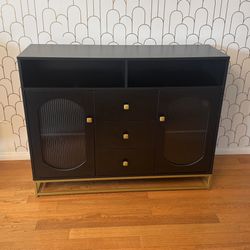 Cabinet Modern Wayfair Kitchen Dining Room Black Gold 47 1/4” Wide 15 1/4” Deep 37” Tall