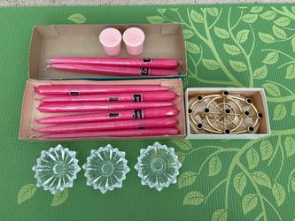 Everything for $1, New Candles & Glass Candle Holders + Free Gold Metal Candle Holder(used)