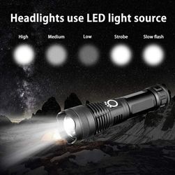 NEW| Powerful LED Flashlight, 10000 High Lumen Tactical Flashlight7 Waterproof, Zoomable, Handheld Flashlights for Camping & Night- Rechargabl