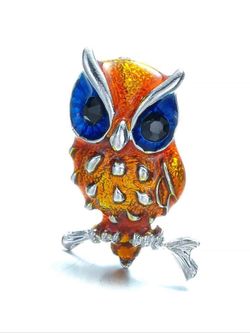 Painted owl brooch