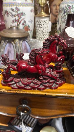 Red resin horse