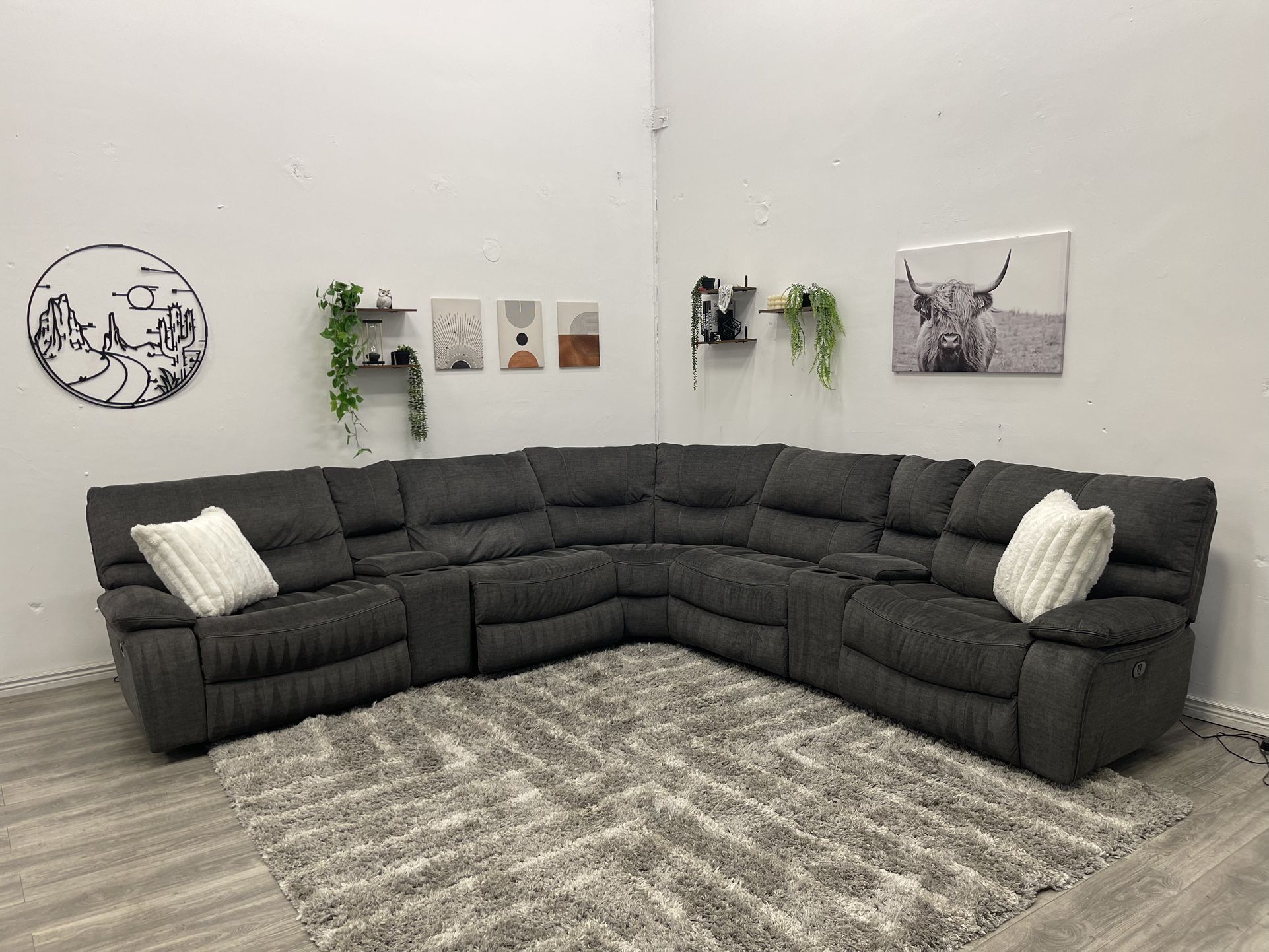 Gray Sectional Powered Recliner Couch - Free Delivery