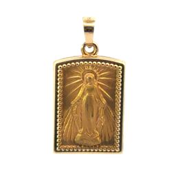 Men’s or Women’s 14k Yellow Gold Rectangular Miraculous Medal Pendant for Necklace GP3100474