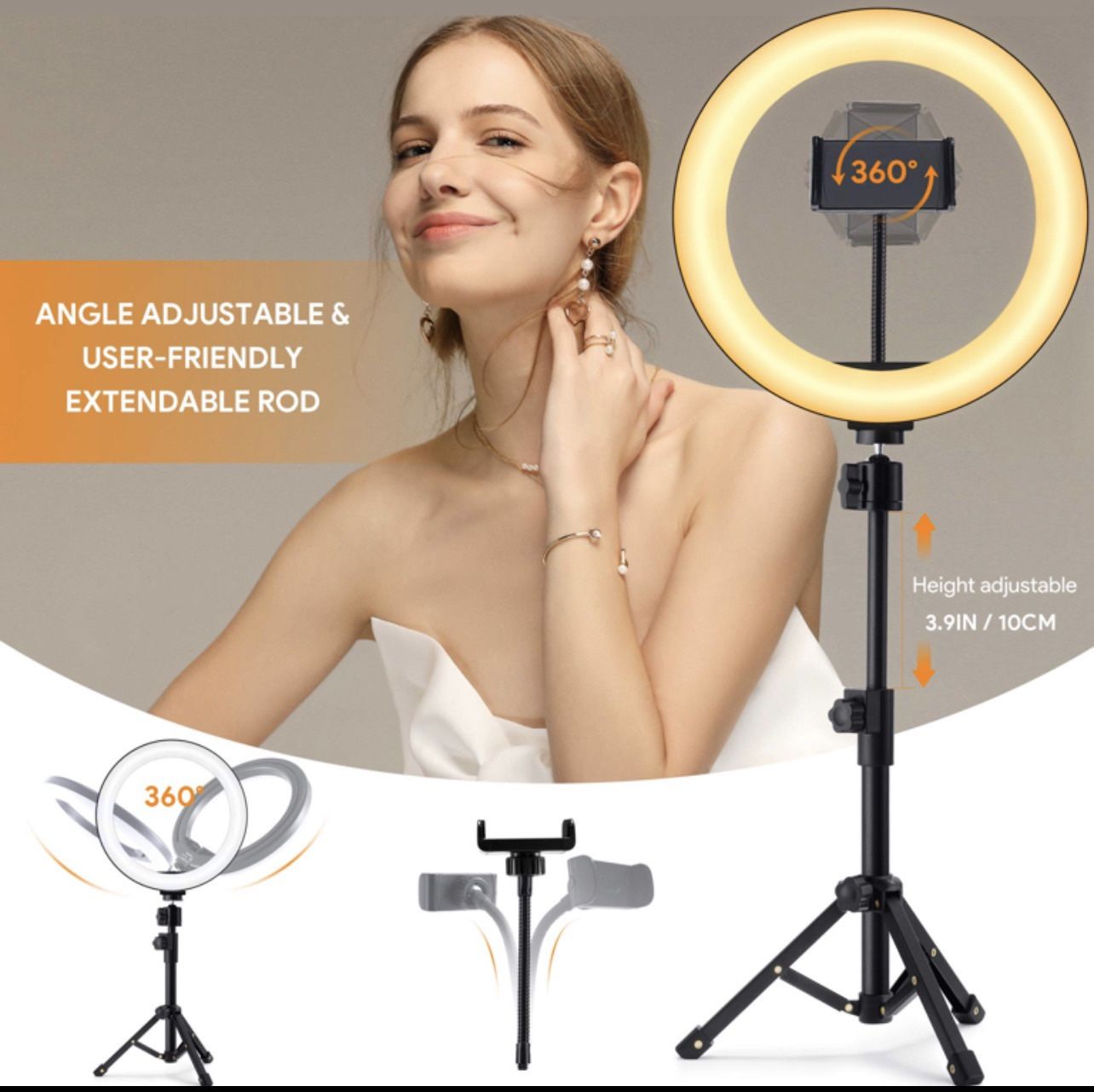 Techvilla 10 Inch Selfie Ring Light With Tripod Stand Christmas Gift