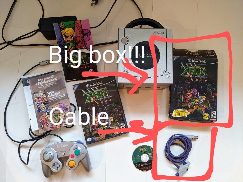GameCube Bundle With Zelda Four swords Big Box CIB