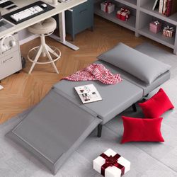 Convertible Chair Bed, 5 in 1 Folding Fabric Sleeper Chair, Sofa Bed Floor Chair with Removable Legs, 5 Level Adjustable Backrest