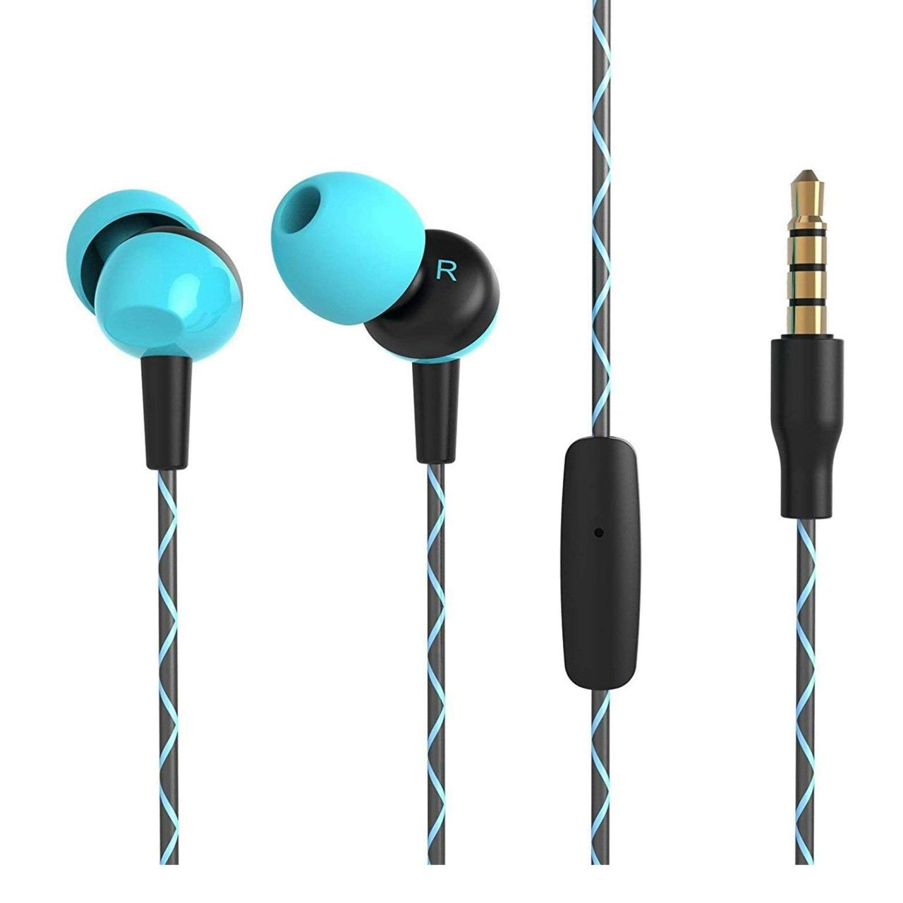 Earphones, In-Ear Headphones with Microphone Music Stereo Earbuds Headset with Zipper Case by OARIE(Sky Blue)