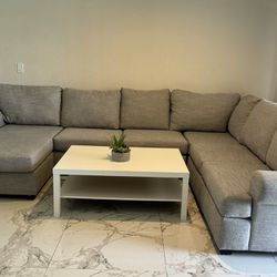 Gray Living Spaces Modern Sectional Sofa Couch Chaise Sala 