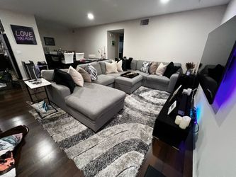 Langdon Fabric section with Storage Ottoman