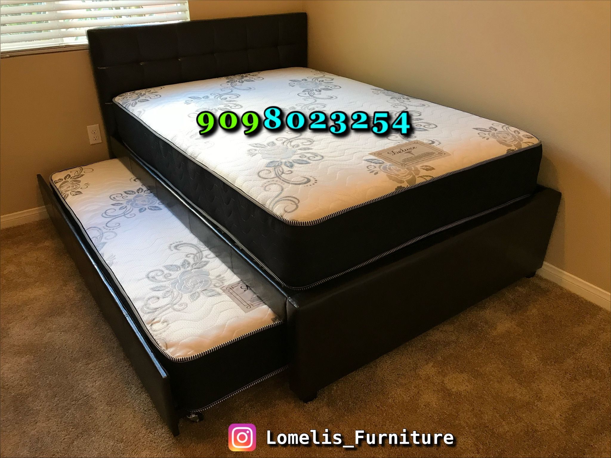 Full/Twin Expresso Trundle Beds w. Orthopedic Mattresses Included 