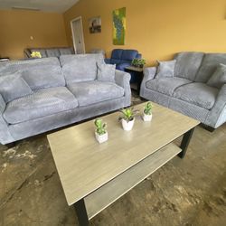 Sofa Set Gray Corduroy