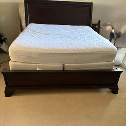 Cal King Bed, Box Spring And Wood Frame