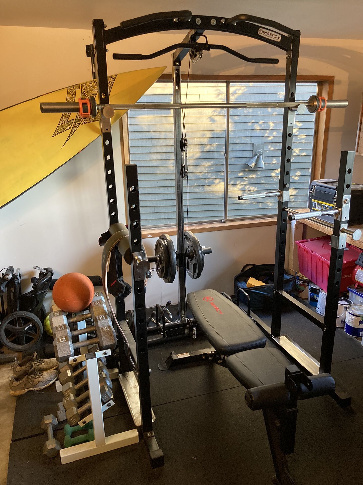 Marcy Squat Rack W Pulleys. Weights And Bench for Sale in Portland, OR