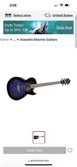 Ibanez AES10E Mini Jumbo Acoustic-Electric Guitar Transparent Blue Sunburst