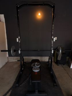Black Half Rack Squat Stand with Barbell