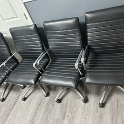 (4) Leather Office Chairs 