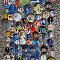 Vintage Mixed Collectible and Campaign 60+ Button Pins Lot