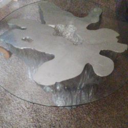 Custom Real Wood Glass Top Table