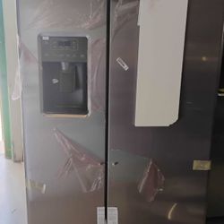 GE Refrigerator Stainless Steel 36”w.  32”d.  70” tall
