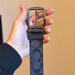 Coach Signature Belt with Metal Buckle
