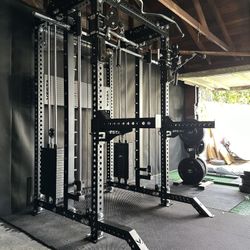 PRO SERIES Ultimate 3-1 Half Rack Functional Trainer w/Smith Machine Bar | 400lb Stack | Gym Equipment | Fitness | Commercial | Squat Rack 