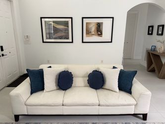 White Leather 3-Seat Sofa